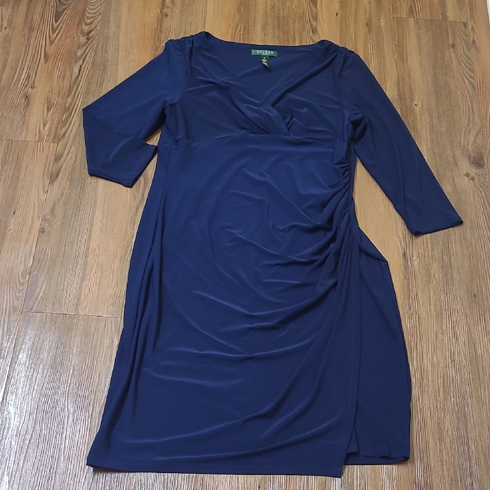Ralph‎ Lauren Deep Blue Long Sleeve Dressfor women,s zise 16 used good condition